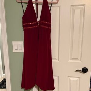 Signature by Sangria Deep Red Backless Dress